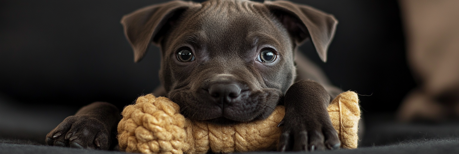 A dog with a tough chew toy