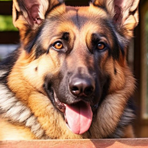 german shepherd in an outdoor kennel