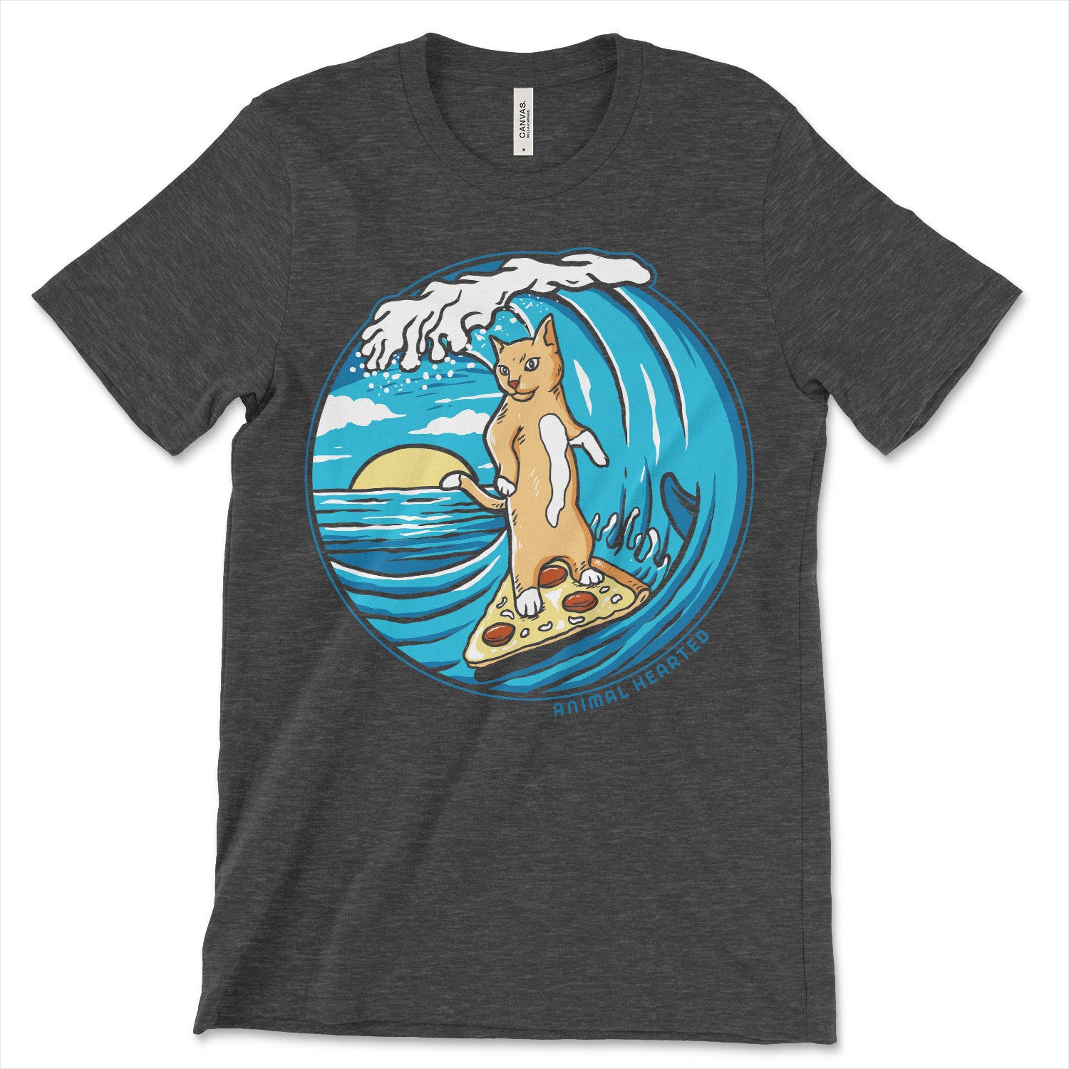 Cat Surfing On Pizza Shirt Animal Hearted Apparel